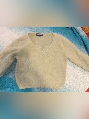 Sweet & Sinful Olive Green Fuzzy Henley Sweater